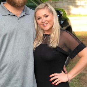 PLT Black t-shirt dress w/ sheer shoulders